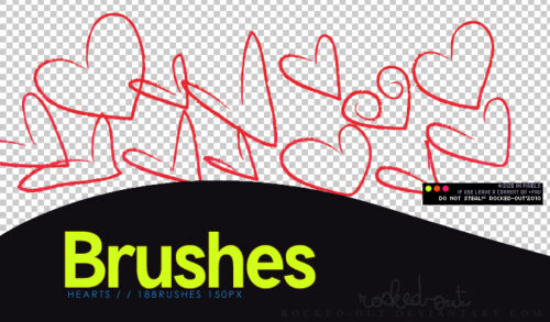 手绘涂鸦爱心图案PS笔刷素材下载-玩吧资源站