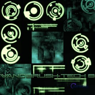 辐射模式图案、机械元素图案PS复古机械笔刷-玩吧资源站