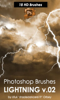 18种高清恐怖闪电、雷鸣、电弧PS笔刷素材-玩吧资源站