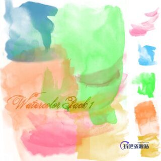 燃料画笔笔触、水彩涂痕Photoshop笔刷下载-玩吧资源站