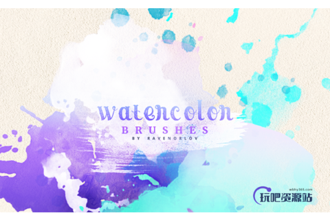 燃料水粉笔触Photoshop笔墨笔刷素材-玩吧资源站