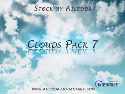 7种高清云层纹理、云朵背景PS笔刷素材-玩吧资源站