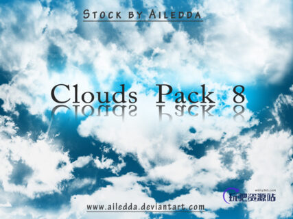 8种天空云朵纹理效果PS笔刷素材-玩吧资源站