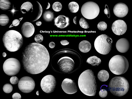 月球、星球、地球、恒星PS笔刷下载-玩吧资源站