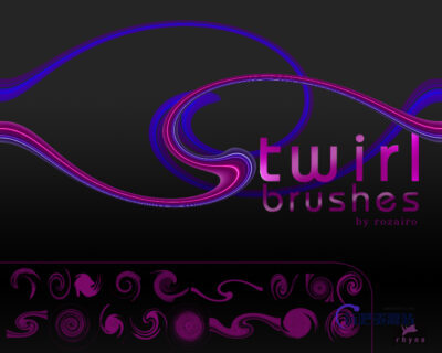 漩涡、旋转流线丝带图案Photoshop笔刷素材-玩吧资源站