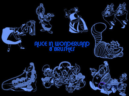 爱丽丝梦游仙境动画人物PS可爱卡通美图笔刷素材-玩吧资源站