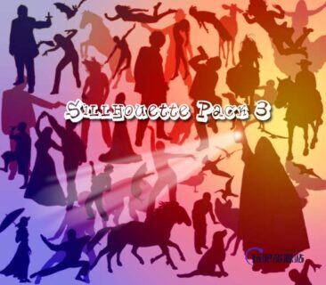 人形、人像轮廓图案、人像动物剪影PS笔刷素材-玩吧资源站