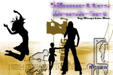 人像剪影、轮廓图案笔刷PS素材-玩吧资源站