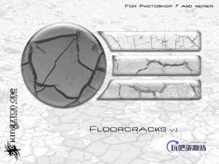 一组真实的干旱裂纹纹理、裂缝材质PS笔刷下载-玩吧资源站