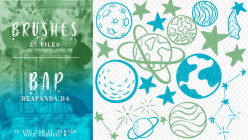 27种卡通星球、星星图案PS照片美化笔刷-玩吧资源站