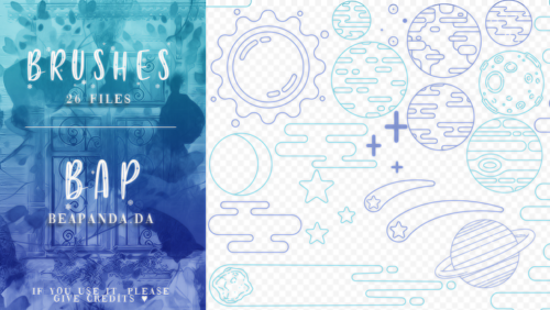 26个手绘星星、星球、太阳、流星等PS卡通宇宙元素笔刷-玩吧资源站