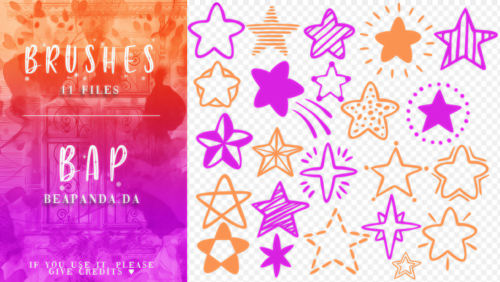 24种手绘涂鸦五角星、闪光星星图案PS笔刷素材-玩吧资源站