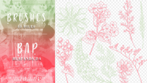 小清新风格的精美植物花朵纹理PS笔刷素材-玩吧资源站