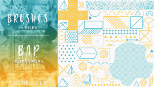 94种几何图形组合、点点纹理、波浪线等PS笔刷素材-玩吧资源站