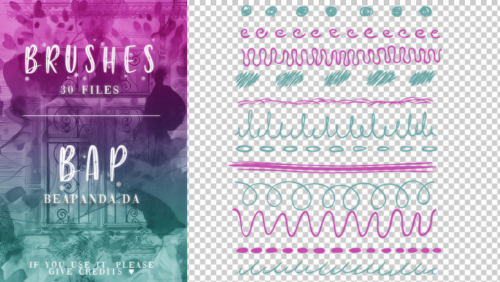 30种可爱手绘涂鸦分割线、分隔符图案PS笔刷下载-玩吧资源站