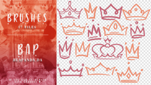 17种可爱的手绘卡通皇冠、王冠图案PS笔刷素材-玩吧资源站