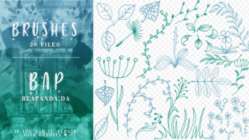 20种手绘植物花花草草印花图案PS笔刷素材免费下载-玩吧资源站