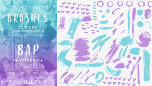 72种毛笔、画笔刷子涂抹痕迹纹理PS笔刷素材-玩吧资源站