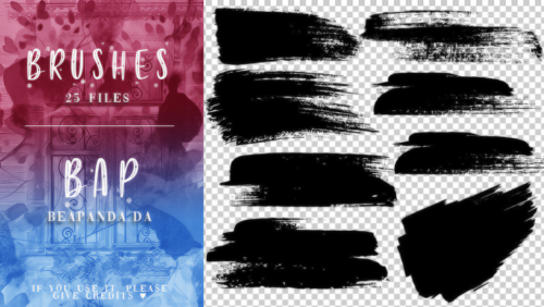 25种毛笔刷子涂痕PS真实刷子笔刷-玩吧资源站