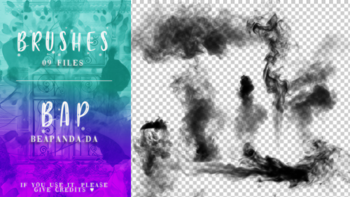 9种烟雾、水蒸气、气雾状态PS笔刷素材-玩吧资源站