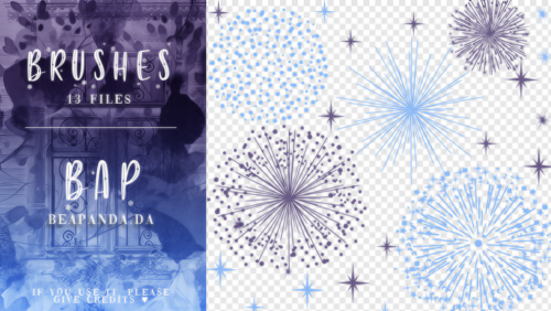 13种烟花燃放效果、烟火图案PS笔刷素材-玩吧资源站
