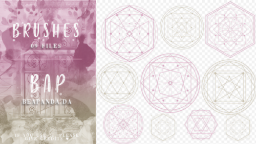 9种魔法阵、五芒星阵、对称点状花纹图案PS笔刷素材-玩吧资源站