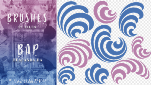 12种漩涡式笔痕图案PS笔刷素材-玩吧资源站