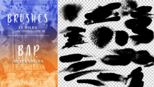 11种毛笔、软毛笔涂痕PS笔刷素材-玩吧资源站