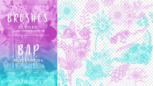 22种盛开的鲜花花丛图案PS手绘花朵笔刷-玩吧资源站