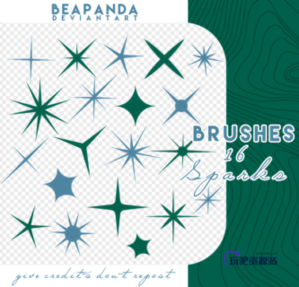 16种闪烁星星图案、星星符号PS笔刷素材-玩吧资源站