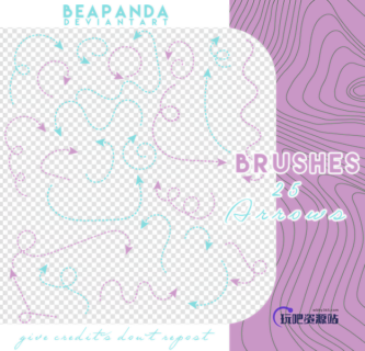 点划状箭头、虚线箭头图标PS笔刷素材-玩吧资源站