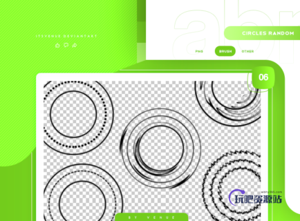 酷炫圆圈图案PS笔刷素材-玩吧资源站