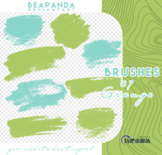 油漆涂抹纹理PS笔刷素材-玩吧资源站