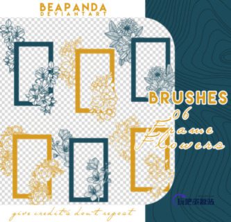 漂亮花朵边框装饰图案PS笔刷素材-玩吧资源站