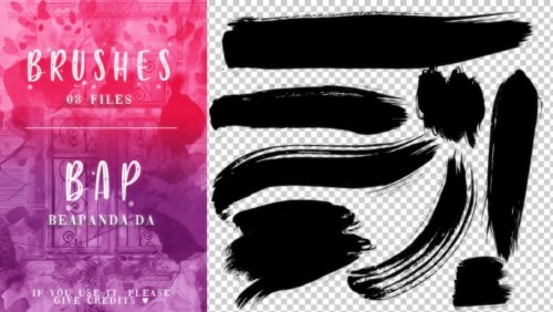 粗毛笔划痕纹理PS笔刷素材下载-玩吧资源站