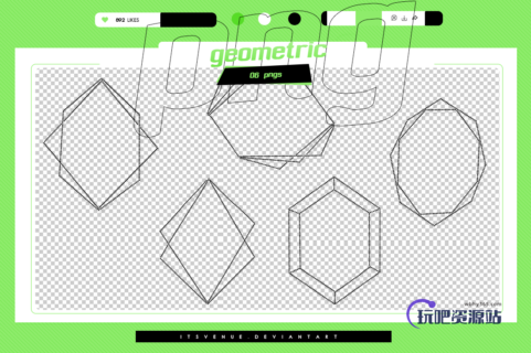 几何图形组合图案、各种菱形结构PS笔刷素材（PNG图片格式素材）-玩吧资源站