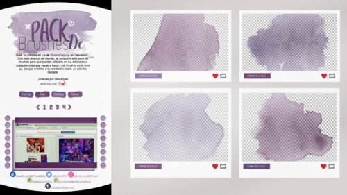 4种水彩印染污渍纹理PS笔刷素材-玩吧资源站