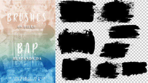 毛笔刷子方块造型涂痕PS笔刷素材-玩吧资源站