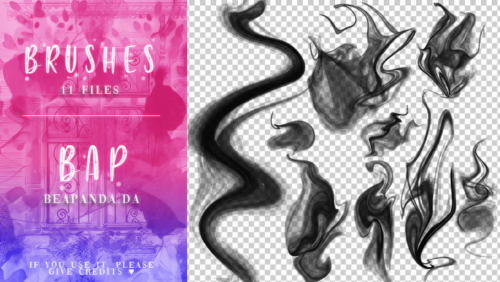 流动烟雾光影效果、水中水墨扩散PS笔刷素材-玩吧资源站