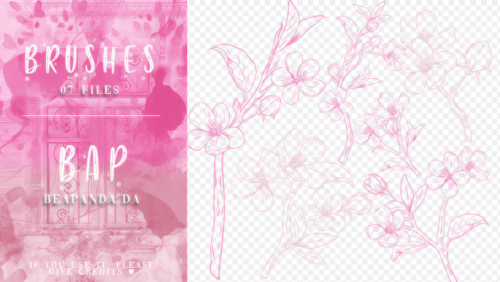 7种手绘桃花花朵花纹图案PS笔刷素材-玩吧资源站