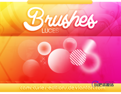 半透明圆形、渐变光球、球形网点式纹理PS笔刷素材-玩吧资源站