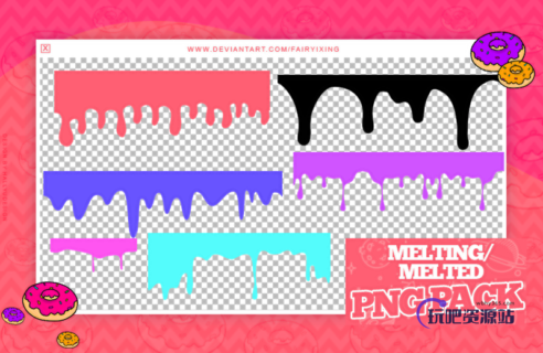 液滴滴溅边缘、液体流下了边缘效果PS笔刷免费下载（PNG格式）-玩吧资源站