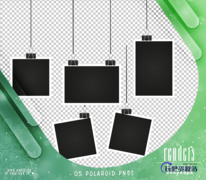 拍立得相片挂起来效果PS笔刷素材（PNG格式）