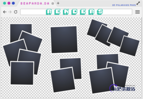 拍立得相片边框图形PS笔刷素材（PNG文件）-玩吧资源站