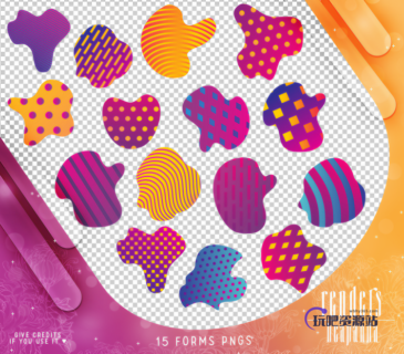 卡通不规则污渍图形PS美图装饰笔刷（PNG格式）-玩吧资源站