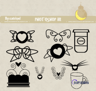 爱心翅膀图案、心形挂饰PS笔刷素材-玩吧资源站