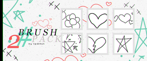 手绘五角星、爱心、鲜花图案PS笔刷素材-玩吧资源站