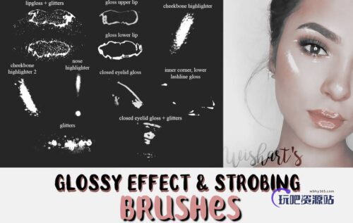 光泽效果、彩妆样子PS美妆笔刷-玩吧资源站