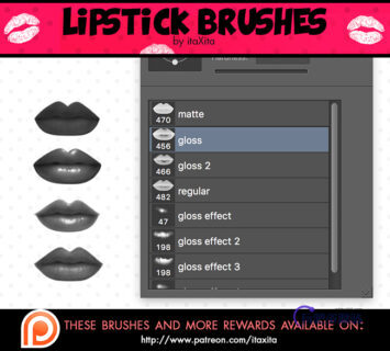 鲜红嘴唇、性感嘴巴、女性小嘴PS笔刷素材-玩吧资源站