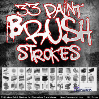 33种颜料涂抹纹理效果PS笔刷素材-玩吧资源站